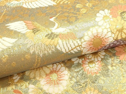 平和屋本店▼六通柄袋帯　唐織　峰鶴錦　本金箔二重　正絹　逸品　DABI4941sf