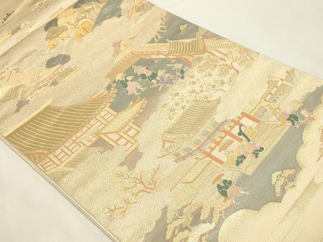 平和屋本店▼六通柄袋帯　洛中洛外之図　純金二重箔　正絹　逸品　DABI4943sf