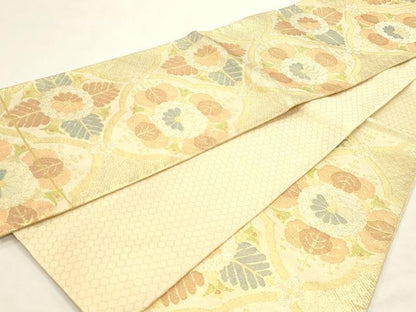 平和屋本店▼六通柄袋帯　松葉花文　純金佐賀錦織　正絹　逸品　DABI4946sf