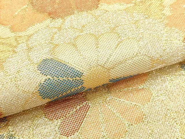 平和屋本店▼六通柄袋帯　松葉花文　純金佐賀錦織　正絹　逸品　DABI4946sf