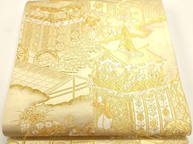 平和屋本店▼全通全景柄袋帯　人物風景文　本金箔　正絹　逸品　DABI4952sf