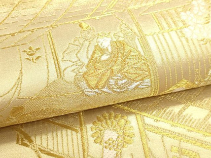 平和屋本店▼全通全景柄袋帯　人物風景文　本金箔　正絹　逸品　DABI4952sf