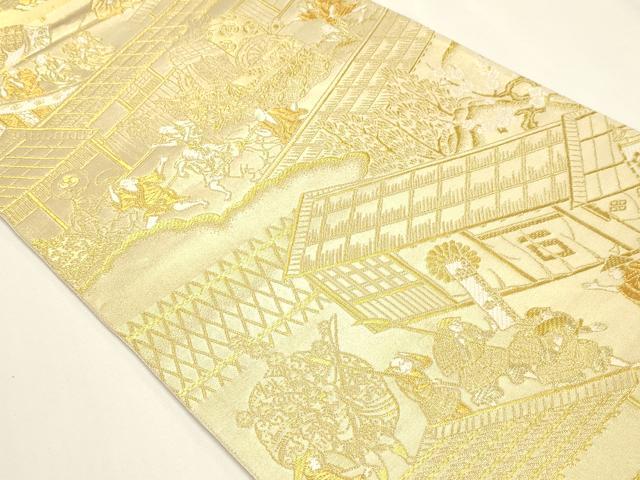 平和屋本店▼全通全景柄袋帯　人物風景文　本金箔　正絹　逸品　DABI4952sf