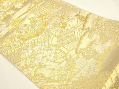 平和屋本店▼全通全景柄袋帯　人物風景文　本金箔　正絹　逸品　DABI4952sf