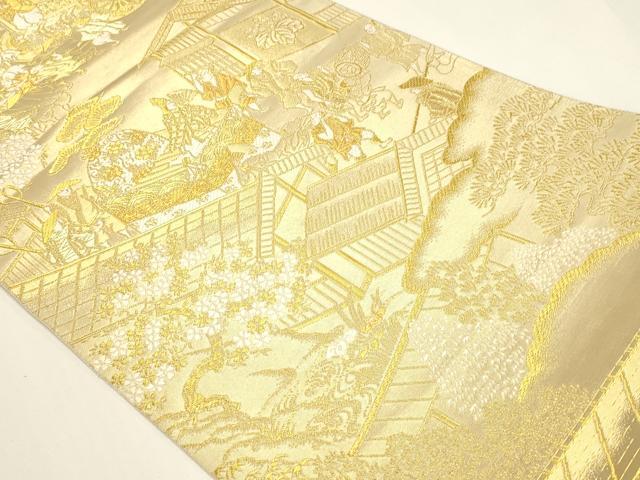 平和屋本店▼全通全景柄袋帯　人物風景文　本金箔　正絹　逸品　DABI4952sf