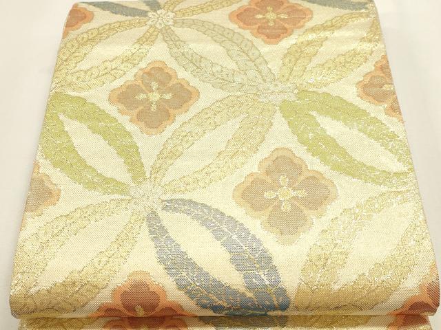 平和屋本店▼六通柄袋帯　七宝花文　本金佐賀錦織　正絹　逸品　DABI4953sf