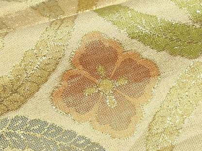 平和屋本店▼六通柄袋帯　七宝花文　本金佐賀錦織　正絹　逸品　DABI4953sf