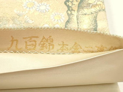 平和屋本店▼六通柄袋帯　唐織　九百錦　障壁花鳥文　本金二重織　正絹　逸品　DABI4956sf