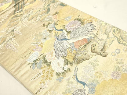 平和屋本店▼六通柄袋帯　唐織　九百錦　障壁花鳥文　本金二重織　正絹　逸品　DABI4956sf