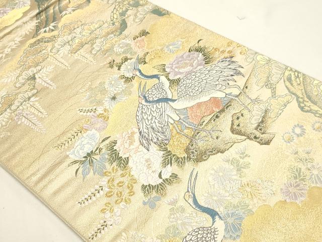 平和屋本店▼六通柄袋帯　唐織　九百錦　障壁花鳥文　本金二重織　正絹　逸品　DABI4956sf