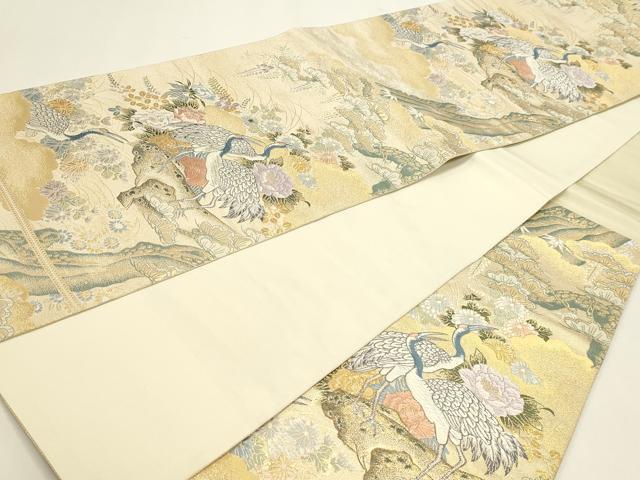 平和屋本店▼六通柄袋帯　唐織　九百錦　障壁花鳥文　本金二重織　正絹　逸品　DABI4956sf