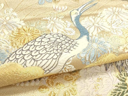 平和屋本店▼六通柄袋帯　唐織　九百錦　障壁花鳥文　本金二重織　正絹　逸品　DABI4956sf