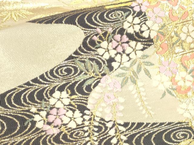 平和屋本店▼六通柄袋帯　唐織　珀綾錦　花車文　本金二重箔　正絹　逸品　DABI4957sf