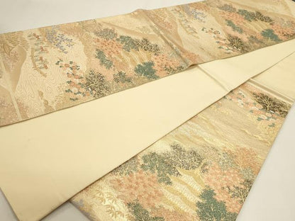 平和屋本店▼六通柄袋帯　風景文　本金二重箔　正絹　逸品　DABI4958sf