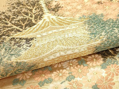平和屋本店▼六通柄袋帯　風景文　本金二重箔　正絹　逸品　DABI4958sf