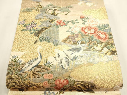 平和屋本店▼六通柄袋帯　唐織　九百錦　彩華の園　本金箔　正絹　逸品　DABI4959sf
