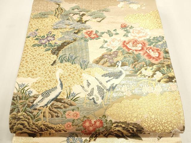 平和屋本店▼六通柄袋帯　唐織　九百錦　彩華の園　本金箔　正絹　逸品　DABI4959sf