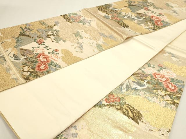 平和屋本店▼六通柄袋帯　唐織　九百錦　彩華の園　本金箔　正絹　逸品　DABI4959sf
