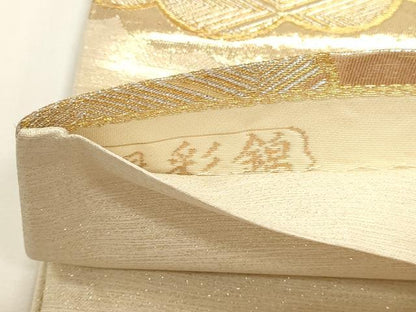 平和屋本店▼六通柄袋帯　銀彩錦　本金二重箔　正絹　逸品　DABI4961sf