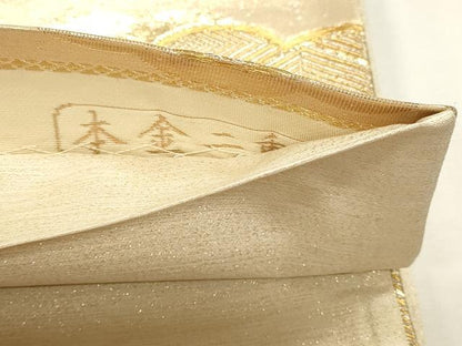 平和屋本店▼六通柄袋帯　銀彩錦　本金二重箔　正絹　逸品　DABI4961sf