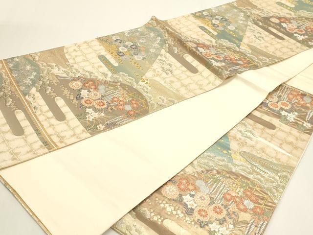 平和屋本店▼六通柄袋帯　九百錦　草花文　本金箔　正絹　逸品　DABI4962sf