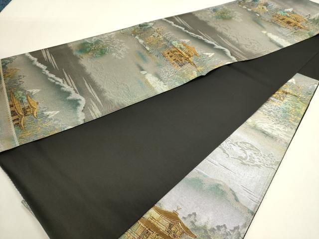 平和屋本店▼六通柄袋帯　古都名園集　金閣　本金箔　正絹　逸品　DABI4965sf