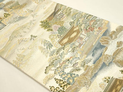 平和屋本店▼六通柄袋帯　柱離宮　本金二重箔　正絹　逸品　DABI4966sf