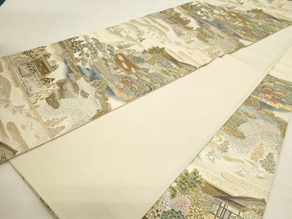 平和屋本店▼六通柄袋帯　柱離宮　本金二重箔　正絹　逸品　DABI4966sf