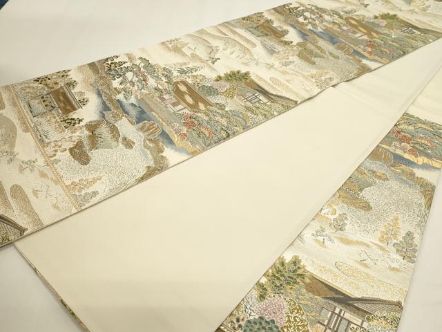 平和屋本店▼六通柄袋帯　柱離宮　本金二重箔　正絹　逸品　DABI4966sf
