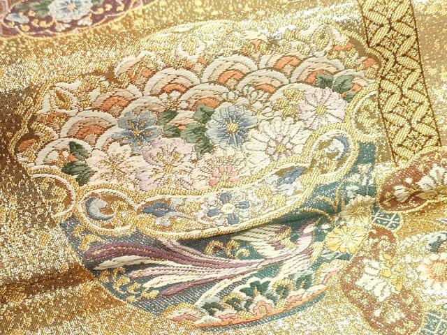平和屋本店▼六通柄袋帯　鏡裏献上華　九百本金弐重箔　正絹　逸品　DABI4967sf