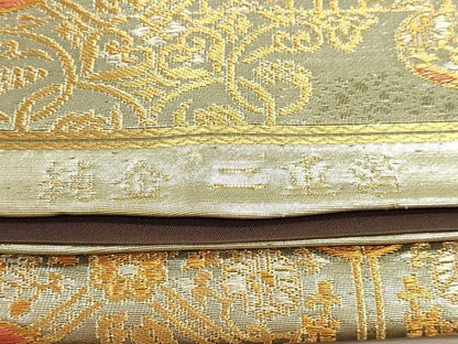 平和屋本店▼六通柄袋帯　正倉院花文　純金二重箔　正絹　逸品　DABI4968sf