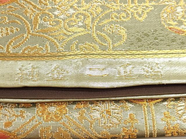 平和屋本店▼六通柄袋帯　正倉院花文　純金二重箔　正絹　逸品　DABI4968sf
