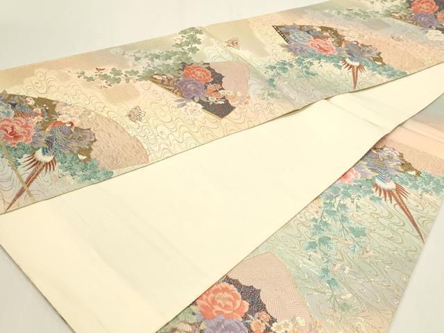 平和屋本店▼六通柄袋帯　唐織　九百錦　花鳥華飛鶴　本金二重箔　正絹　逸品　DABI4969sf