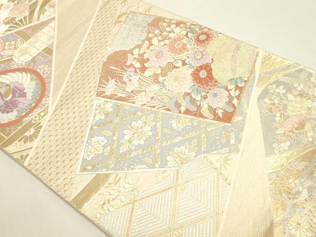 平和屋本店▼六通柄袋帯　唐織　九百錦　飛鶴花文　純金箔　正絹　逸品　DABI4970sf