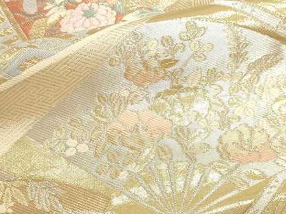 平和屋本店▼六通柄袋帯　唐織　九百錦　飛鶴花文　純金箔　正絹　逸品　DABI4970sf