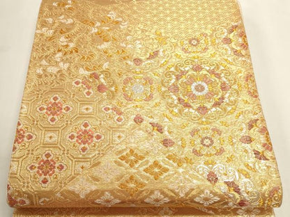 平和屋本店▼六通柄袋帯　正倉院花文　純金二重箔　正絹　逸品　DABI4971sf