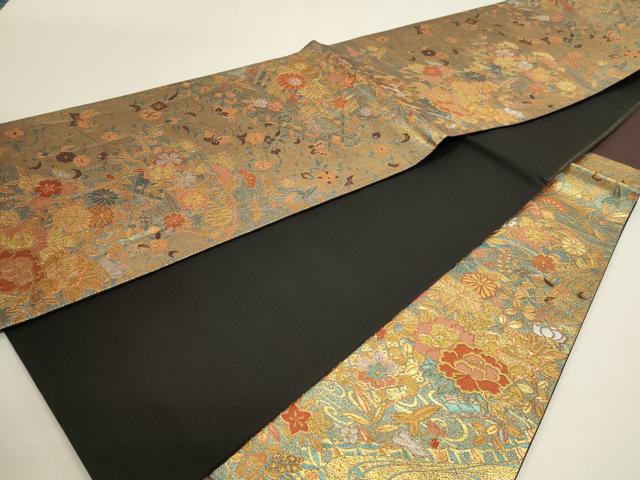 平和屋本店▼六通柄袋帯　古代彫金紋　本金箔二重　正絹　逸品　DABI4973sf