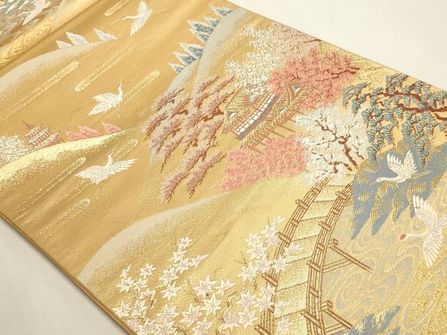 平和屋本店▼六通柄袋帯　古都山景文　本金二重箔　正絹　逸品　DABI4978sf