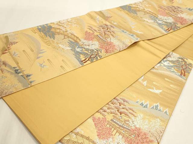 平和屋本店▼六通柄袋帯　古都山景文　本金二重箔　正絹　逸品　DABI4978sf
