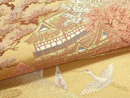 平和屋本店▼六通柄袋帯　古都山景文　本金二重箔　正絹　逸品　DABI4978sf