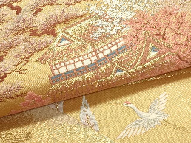 平和屋本店▼六通柄袋帯　古都山景文　本金二重箔　正絹　逸品　DABI4978sf