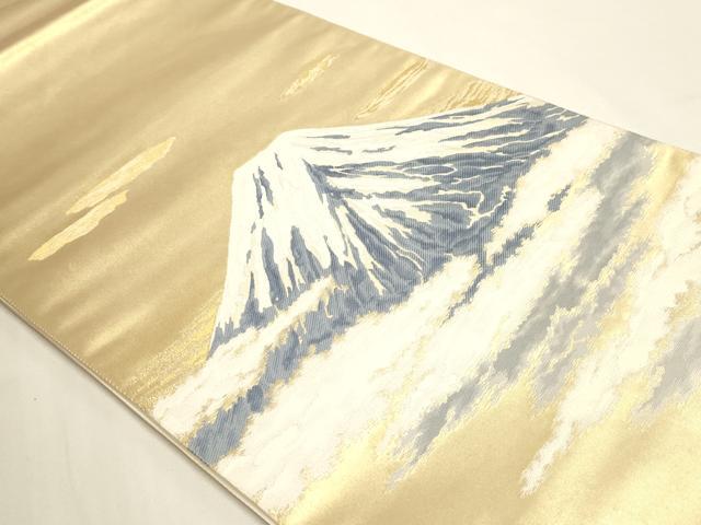 平和屋本店▼「美しいキモノ」お馴染みのメーカー となみ織物 日本画家 大野藤三郎 六通柄袋帯 富士山 本金箔 反端付き 正絹  DABI4980sf