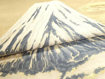 平和屋本店▼「美しいキモノ」お馴染みのメーカー となみ織物 日本画家 大野藤三郎 六通柄袋帯 富士山 本金箔 反端付き 正絹  DABI4980sf