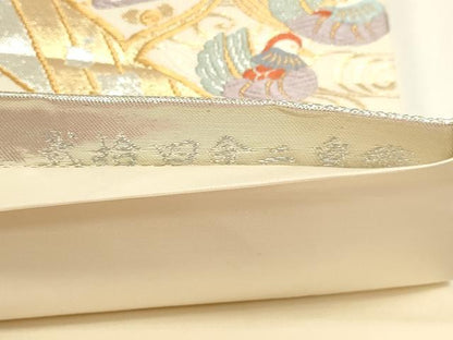 平和屋本店▼六通柄袋帯　唐織　花蝶丸文　弐拾四金二重織　正絹　逸品　DABI4982sf