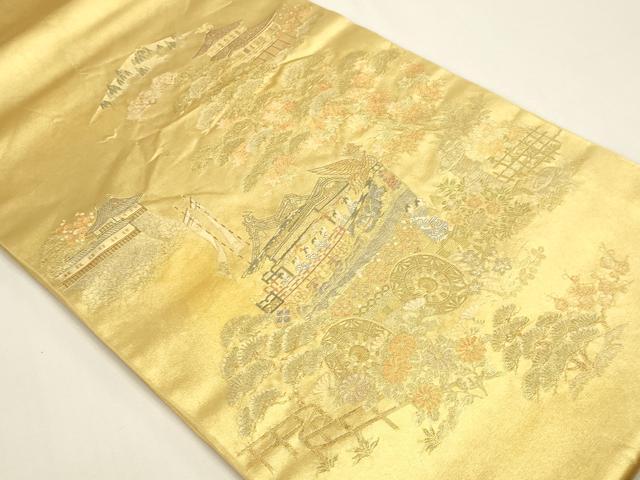 平和屋本店●六通柄袋帯　船鉾巡行絵文　本金箔　金泥箔　正絹　逸品　DABI4986sf