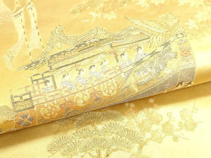 平和屋本店●六通柄袋帯　船鉾巡行絵文　本金箔　金泥箔　正絹　逸品　DABI4986sf
