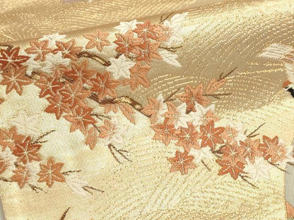 平和屋本店▼六通柄袋帯　松寿秀花文　本金糸　正絹　逸品　DABI4987sf