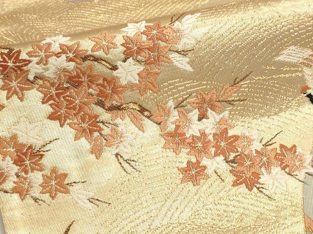 平和屋本店▼六通柄袋帯　松寿秀花文　本金糸　正絹　逸品　DABI4987sf