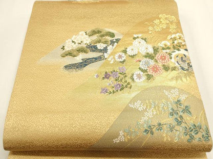 平和屋本店▼六通柄袋帯　唐織　九百錦　風神雷神　本金箔　鈴乃屋扱い　正絹　逸品　DABI4988sf