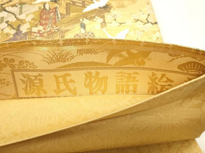 平和屋本店▼全通全景柄袋帯　源氏物語絵巻　本金箔　正絹　逸品　DABI4992sf